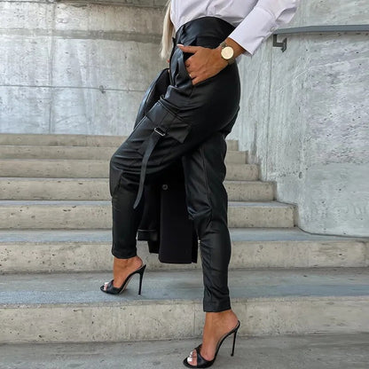 Trendy Ladies Leather Trousers - Sophie-Black-S-Nora Luxe