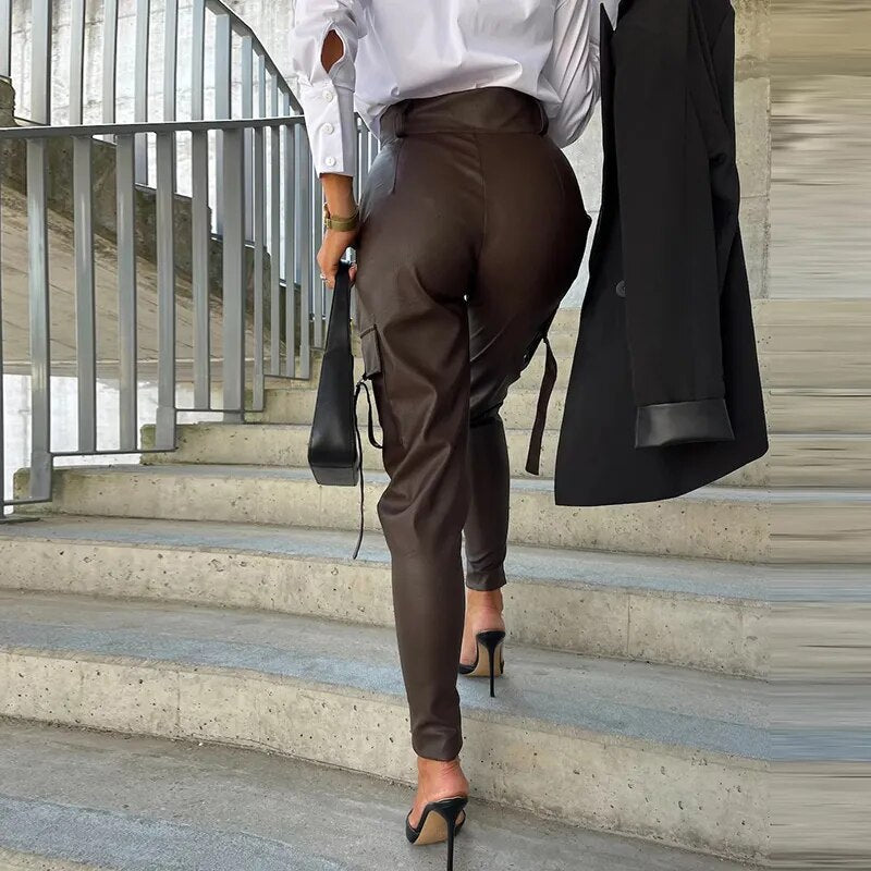 Trendy Ladies Leather Trousers - Sophie-Black-S-Nora Luxe