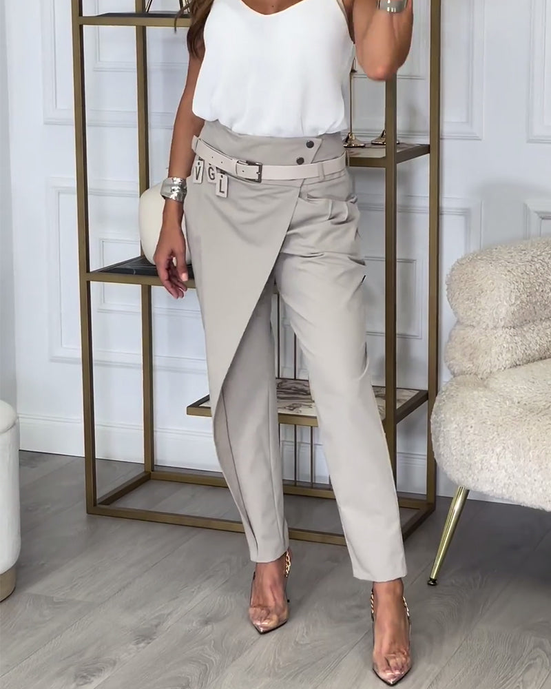 Fashionable Women's Quilted Pants with Waist Belt - Pexav