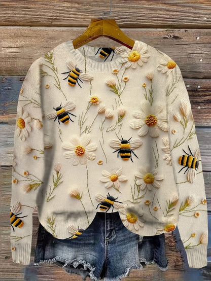 Fashionable Women's Bee Print Jumper - Pexav