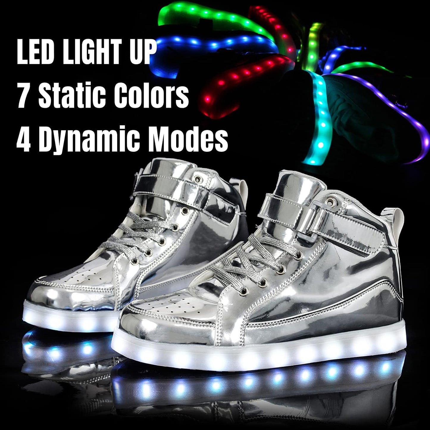 Trendy LED Sneakers with Rechargeable Lighting - LumaBoost-Black-2.5-Nora Luxe