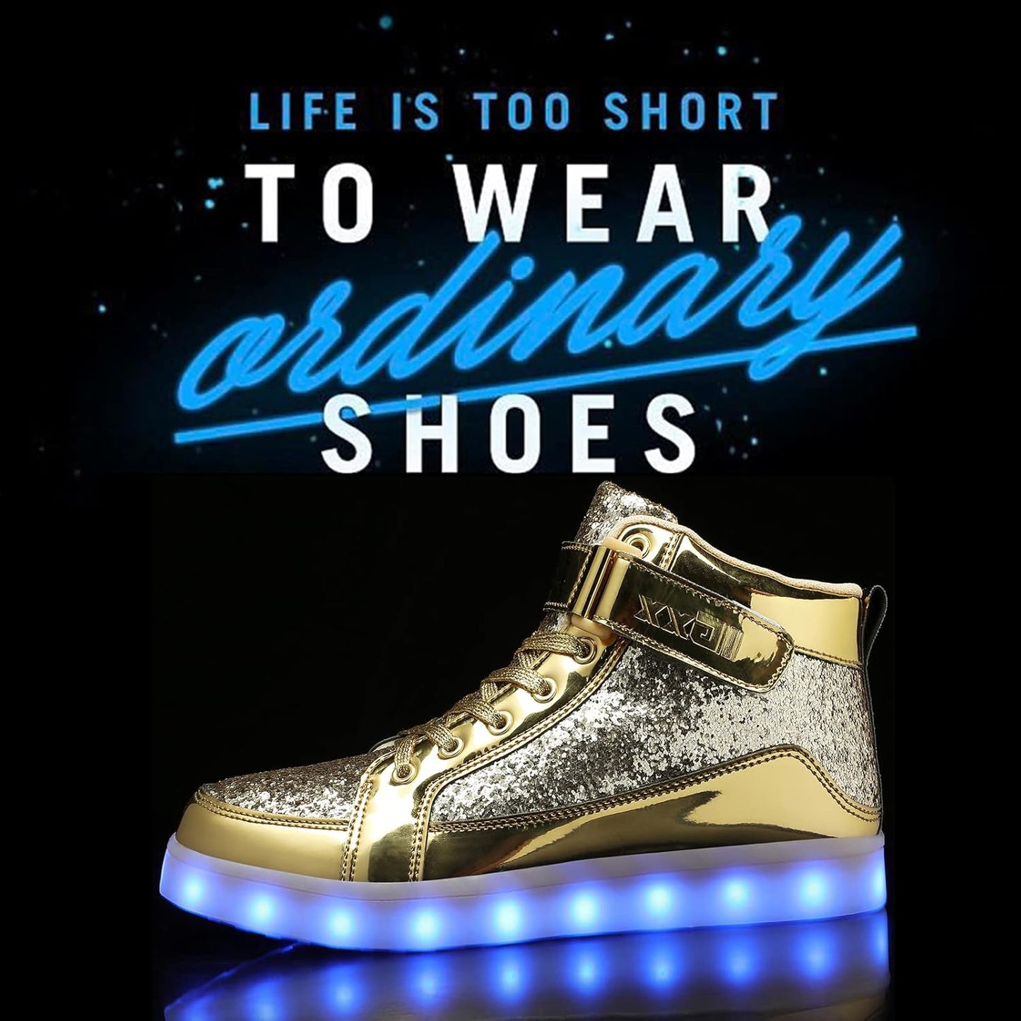 Trendy LED Sneakers with Rechargeable Lighting - LumaBoost-Black-2.5-Nora Luxe