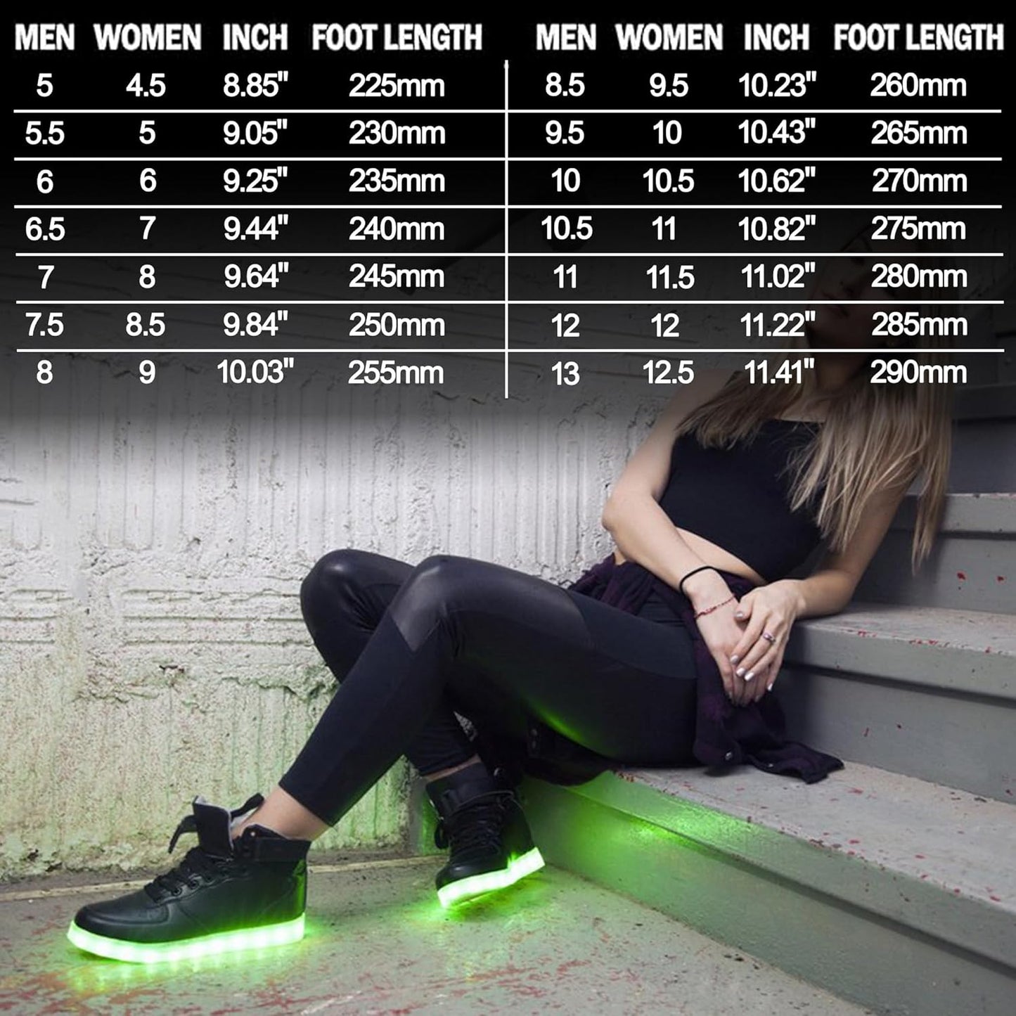 Trendy LED Sneakers with Rechargeable Lighting - LumaBoost-Black-2.5-Nora Luxe