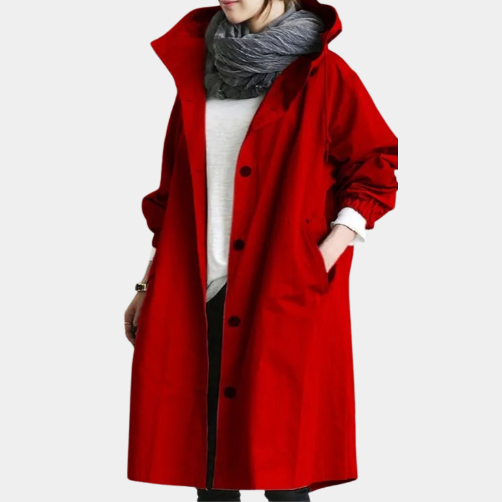 Trendy Long Ladies Jacket - Alessia-Red-XS-Nora Luxe