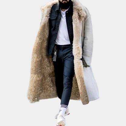 Trendy Long Warm Winter Coat for Men - Matteo-Blue-S-Nora Luxe