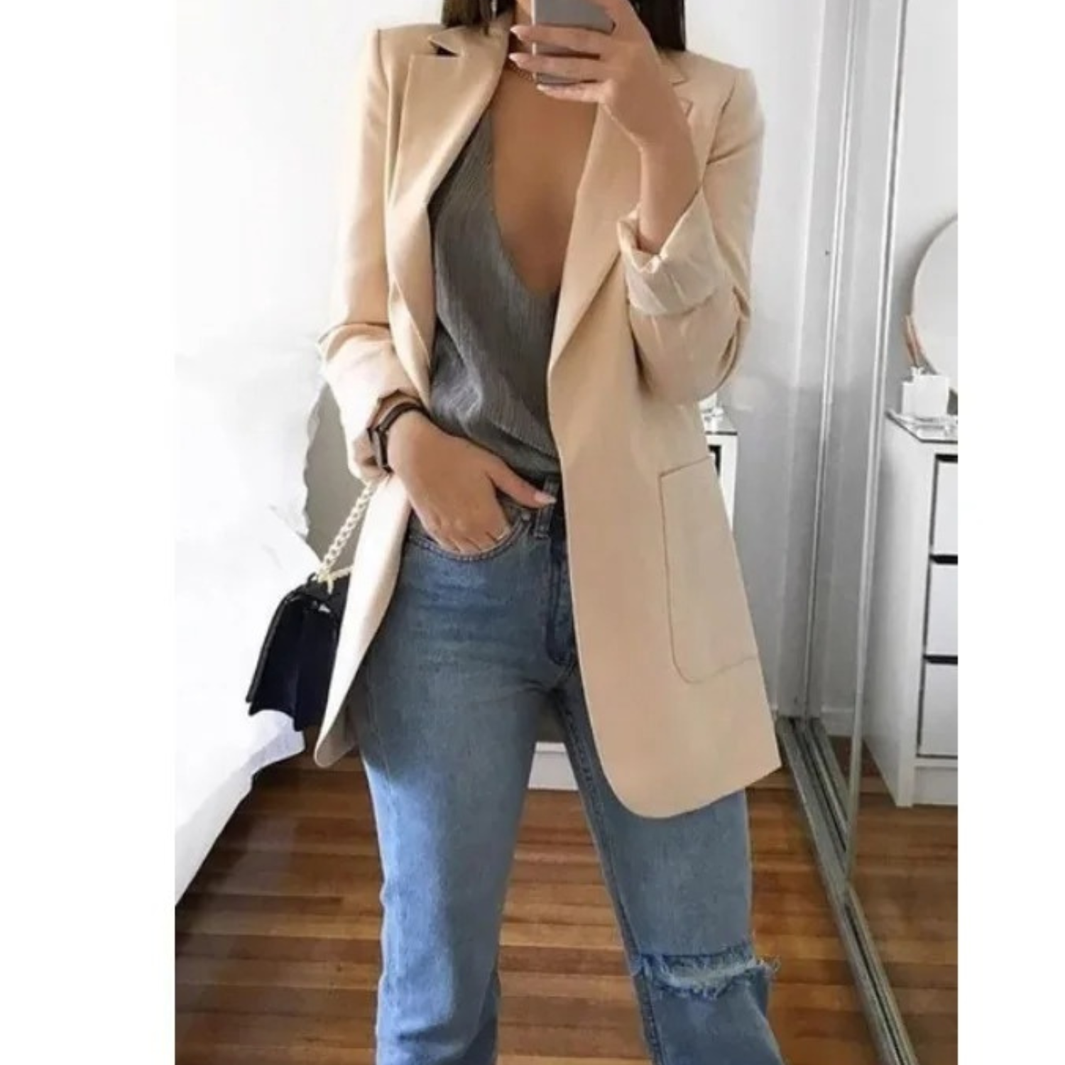 Trendy Long Women's Blazer - Valentina-Brown-S-Nora Luxe