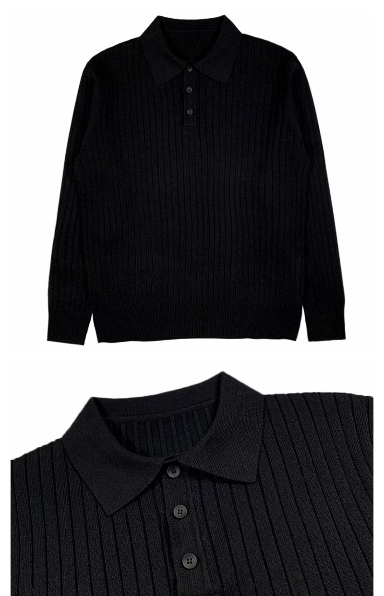 Trendy Men's Autumn Polo Sweater - Oliver-Black-S-Nora Luxe
