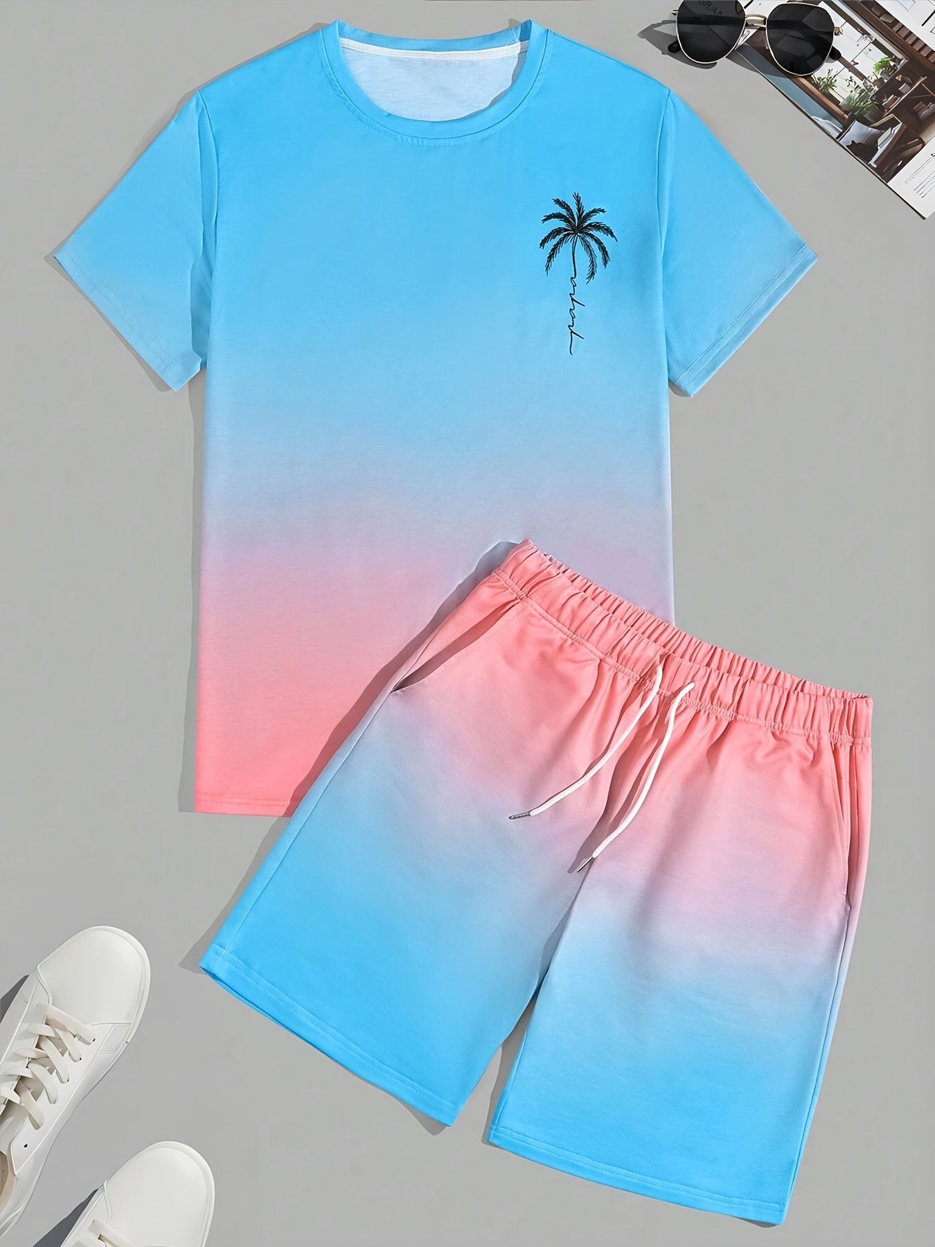 Trendy men's summer set consisting of a T-shirt and shorts - CoolFlex-S-The Livary