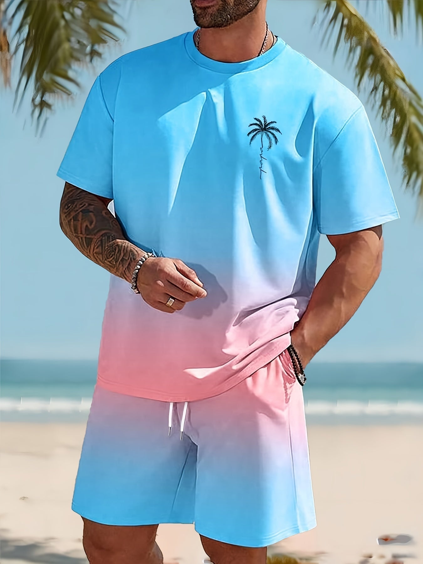 Breathable Mens Summer Tee and Shorts Set - Pexav