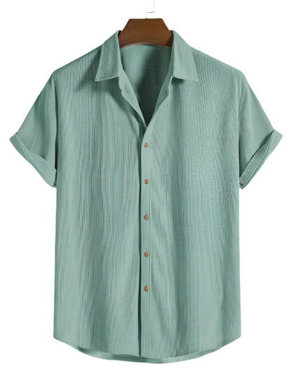 Trendy men's summer set with striped design - Beach Style-Beige-The Livary