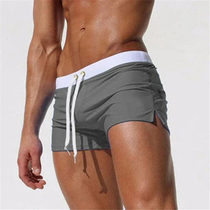 Trendy men's swim shorts with quick-drying material and comfortable fit - Arlan-Gray-S-The Livary