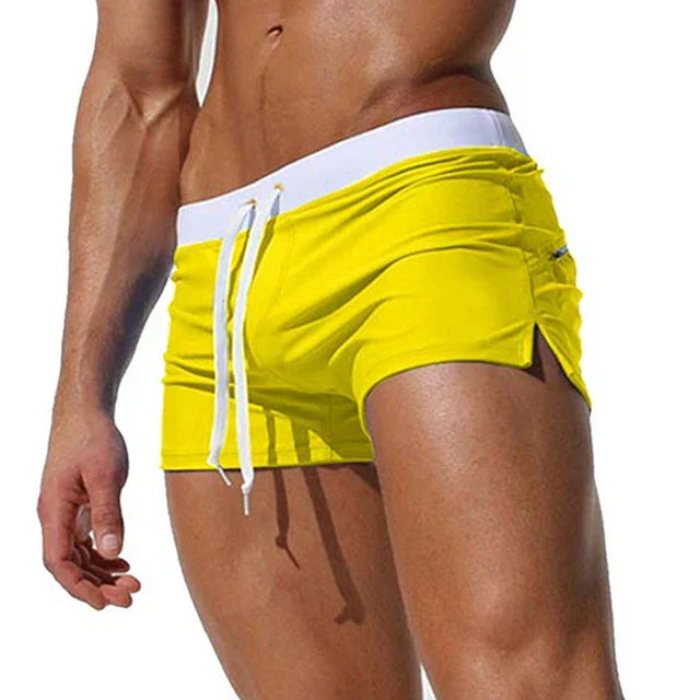 Trendy men's swim shorts with quick-drying material and comfortable fit - Arlan-Yellow-S-The Livary