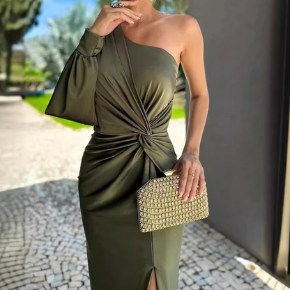 Trendy One-Shoulder Evening Dress - Luna-2XS-Nora Luxe