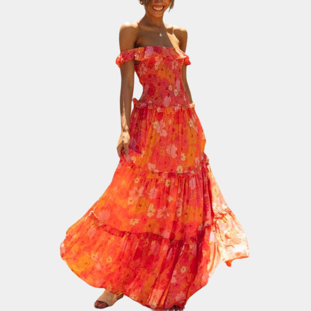 Vibrant Summer Floral Maxi Dress - Pexav
