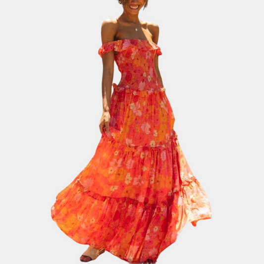 Vibrant Summer Floral Maxi Dress - Pexav