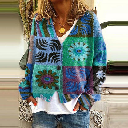 Trendy Patchwork Women's Waistcoat with Buttons - Elise-Style 3-S-Nora Luxe