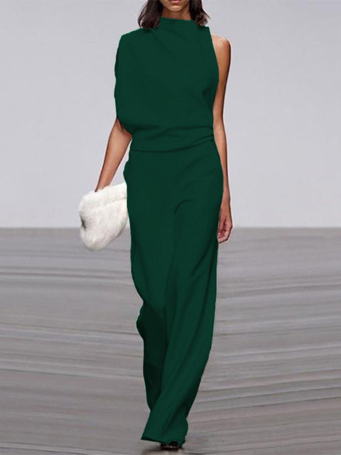 Trendy Sleeveless Jumpsuit - Mira-Dark green-4-Nora Luxe
