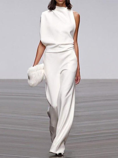 Trendy Sleeveless Jumpsuit - Mira-White-4-Nora Luxe