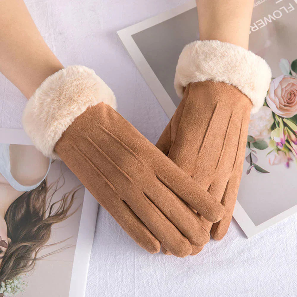 Fashionable Leather Women's Gloves - Pexav