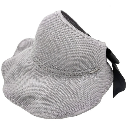 Trendy summer straw hat with opening for ponytail | Buy 1, get 1 free - SonnenSchwung-Gray-The Livary