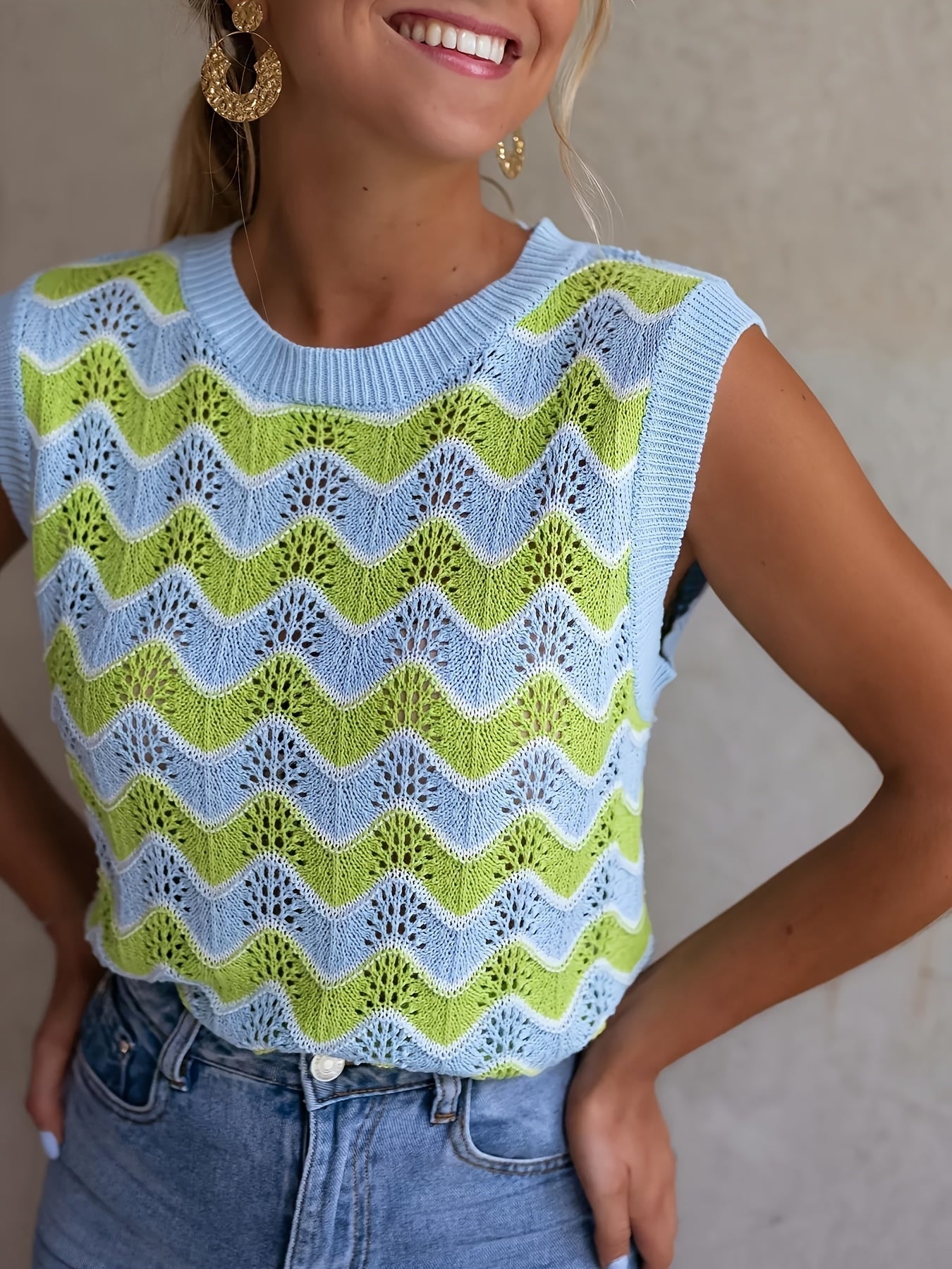 Stylish Knit Look Summer Tee - Pexav