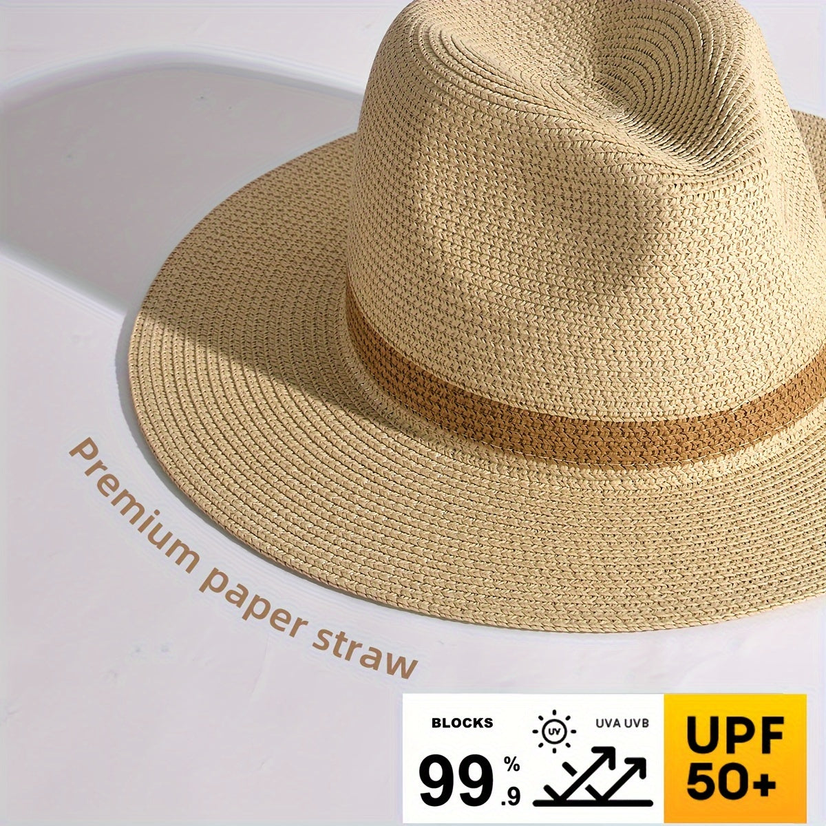Trendy sun hat with a wide brim for ladies and gentlemen – SunShield Panama-Khaki-M/L-The Livary