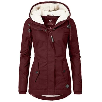 Trendy Winter Coat for Women - Evelina-Red-S-Nora Luxe