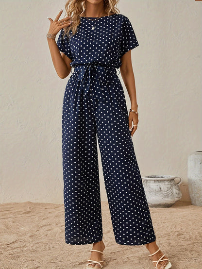Fashionable Polka Dot Women's Jumpsuit - Pexav