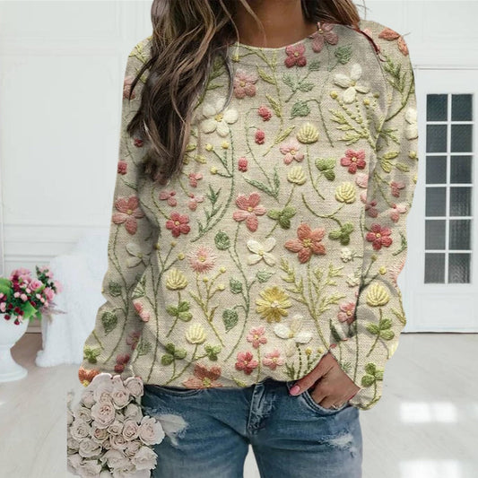 Fashionable Floral Women's Sweater - Pexav