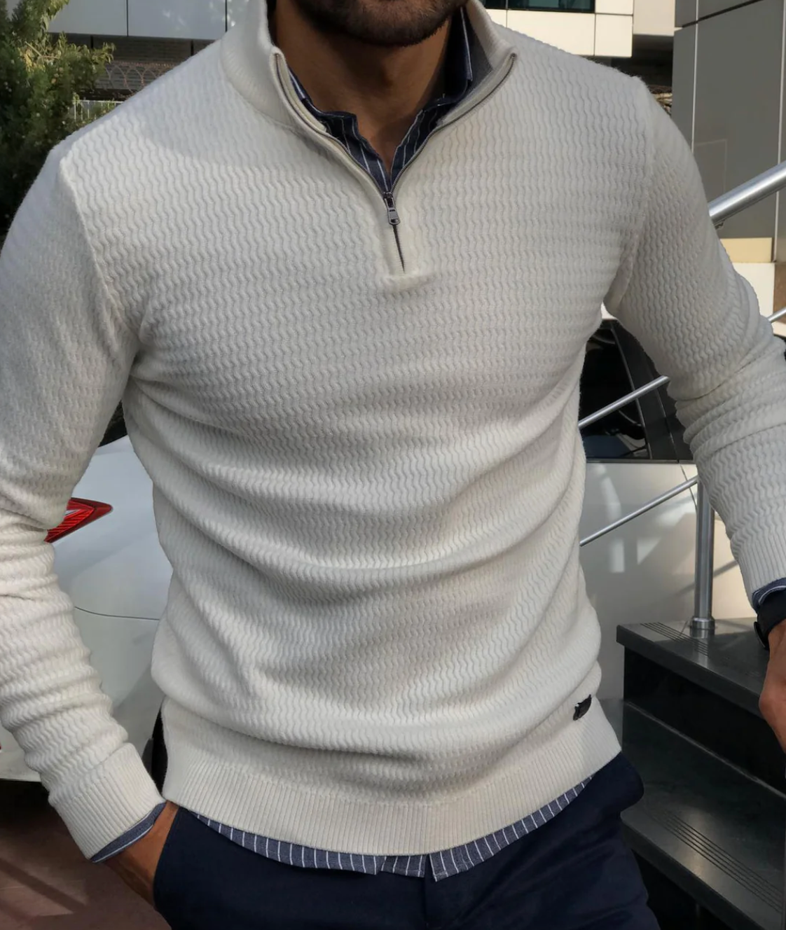 Stylish Zip Up Sweater - Pexav