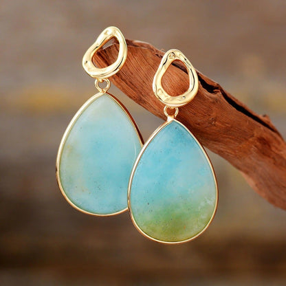 Blue Gemstone Drop Earrings - Amara - Pexav