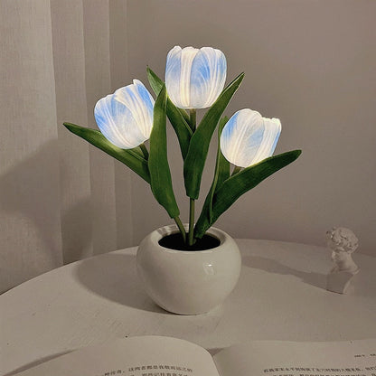 Tulip Night Lamp - LumiTulip-3 Blue-Batteries-Nora Luxe