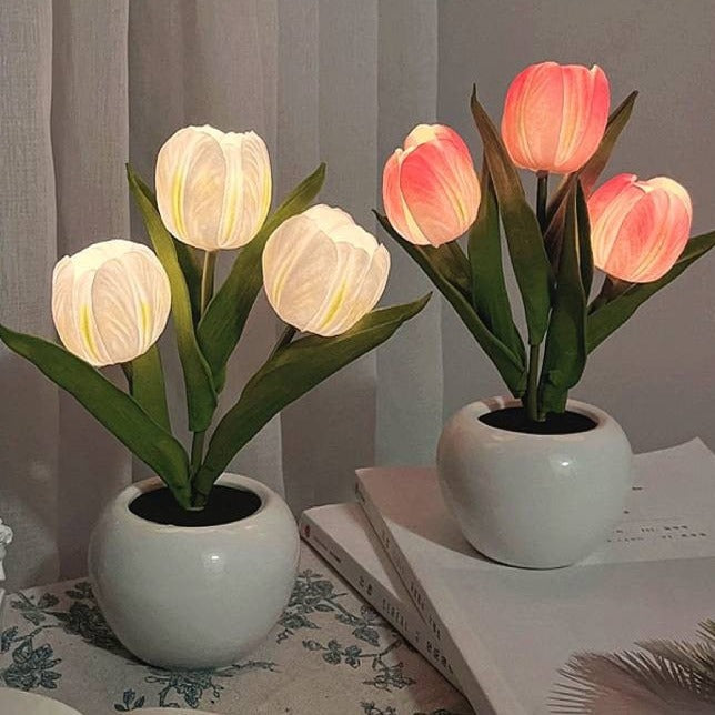 Tulip Night Lamp - LumiTulip-3 Orange-Batteries-Nora Luxe
