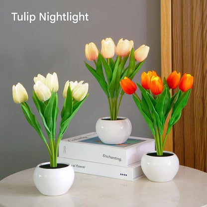 Tulip Night Lamp - LumiTulip-3 Orange-Batteries-Nora Luxe