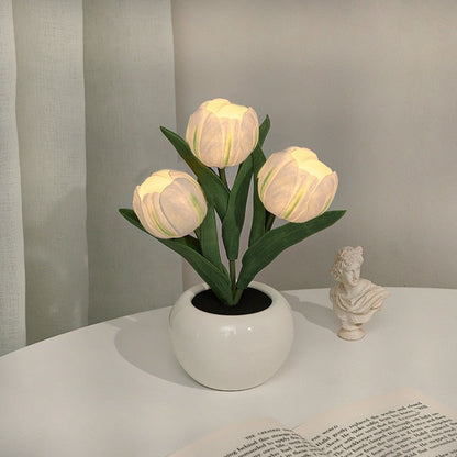 Tulip Night Lamp - LumiTulip-3 White-Batteries-Nora Luxe