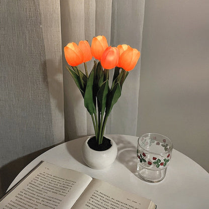 Tulip Night Lamp - LumiTulip-6 Orange-Batteries-Nora Luxe