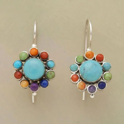 Blue Colourful Circle Drop Earrings - Pexav