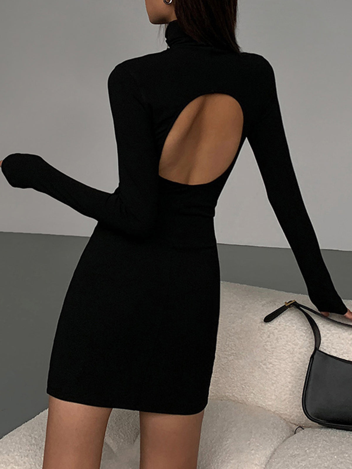 Casual Cold Shoulder Short Sleeve Mini Dress