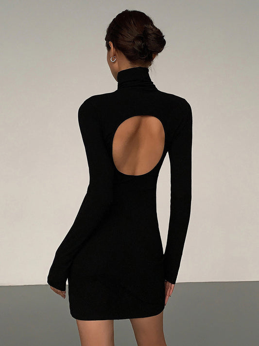 Casual Cold Shoulder Short Sleeve Mini Dress - Pexav