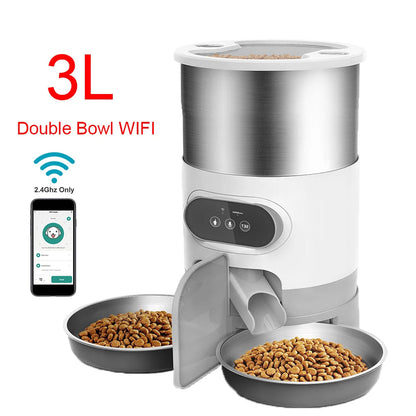 Dual Port Auto Pet Food Dispenser Station