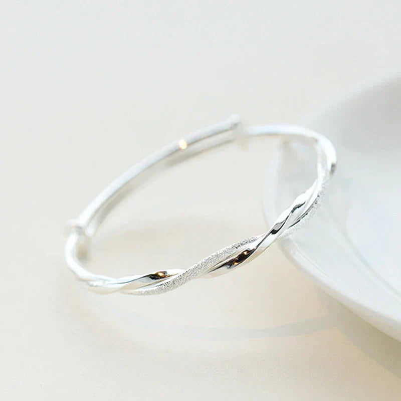 Twisted Silver Bracelet-Nora Luxe