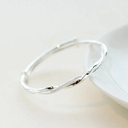 Twisted Silver Bracelet-Nora Luxe