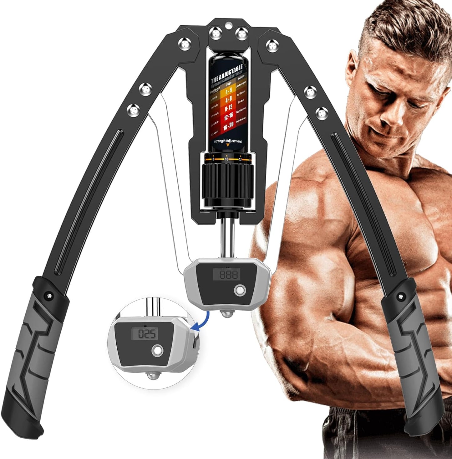Twister Arm Exerciser – Adjustable Hydraulic Strength (10-200 KG)-Gray-Nora Luxe