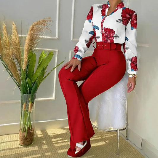 Women's 2 Piece Pants and Top Set - Pexav