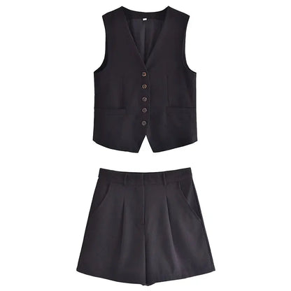 Two-piece summer outfit with vintage top – Amaya-Black-XS-The Livary