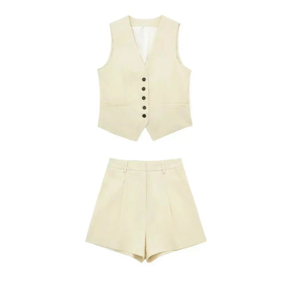 Two-piece summer outfit with vintage top – Amaya-White-XS-The Livary