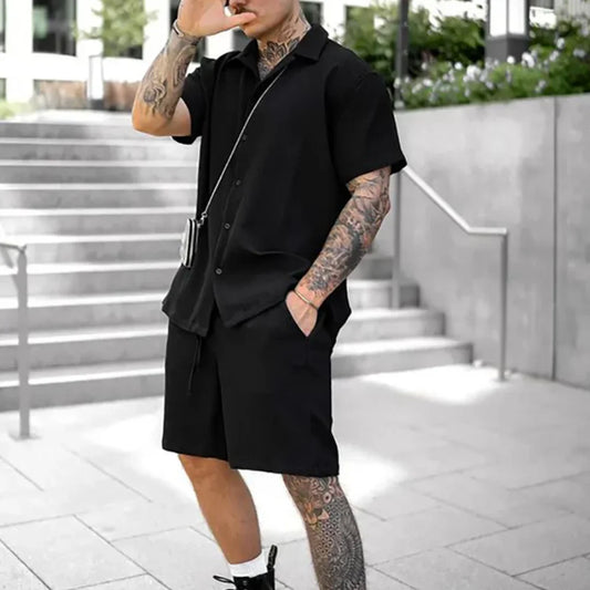 Summer Mens Shirt Shorts Set - Milan Style - Pexav