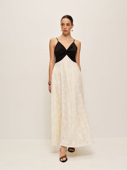 Colorblock Ruched Front Cami Dress