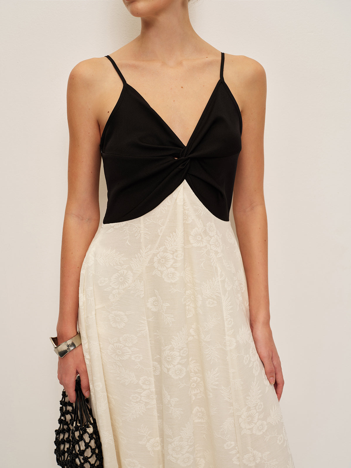 Colorblock Ruched Front Cami Dress