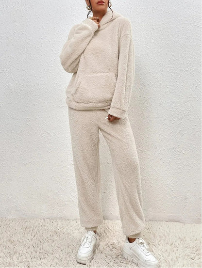 Ultra-Comfortable Teddy Loungewear with Hood - Lana-White-XS-Nora Luxe